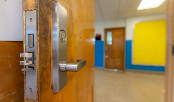 Lockdown door hardware in school