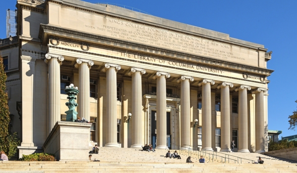 Low Memorial Library on Morningside Heights campus of Columbia University. Warm and sunny autumn days