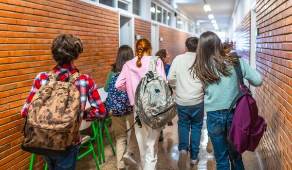 Students in a hallway.