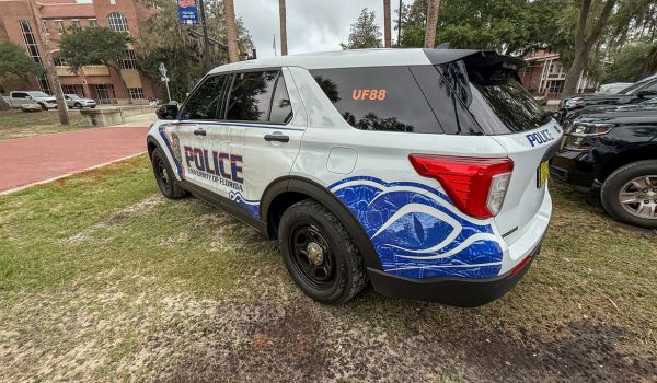 Police car parked on campus