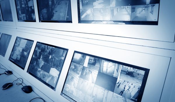 Different angles of security cameras on campus.