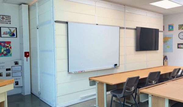 Stronghold Systems product image of ballistic shelter in classroom
