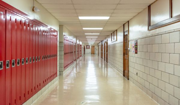 Empty School Hallway