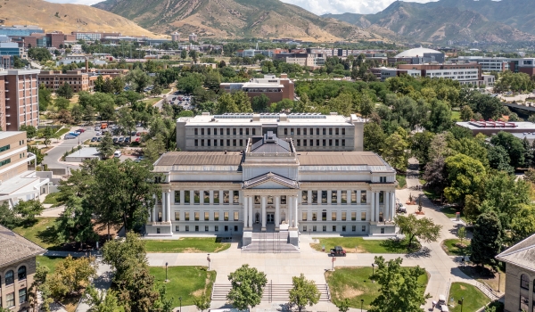 Aerial view Utah State University buildings
