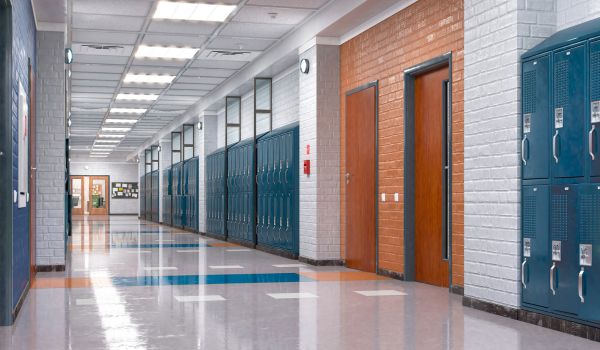 School corridor with lockers