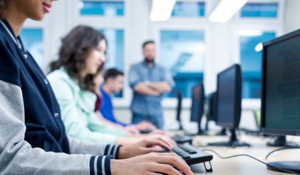 Students using computers