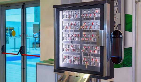 Cabinet with keys and transparent wall