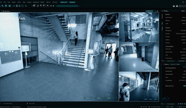 Multiple security camera angles on screen